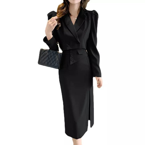 New Fashion Exclusive Two Piece Short Slim Coat with Split Skirt